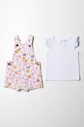 Dungaree With T-Shirt Set Pink (4)