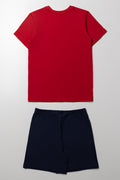 Chill Mode Short Sleeve Pyjamas Red And Navy (3)