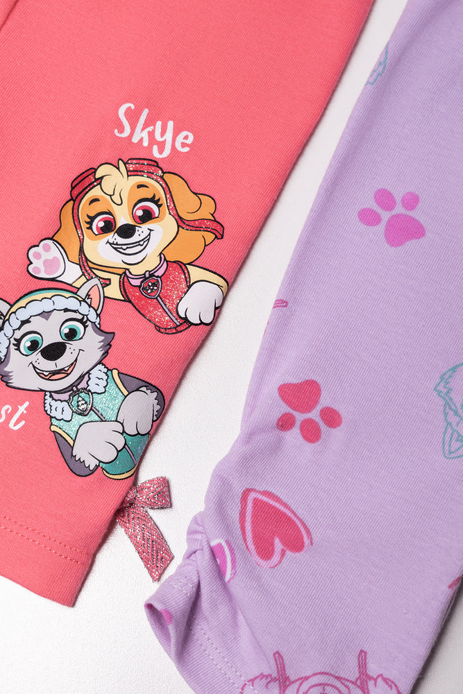 Paw Patrol 2 Pack Cropped Leggings Lilac And Peach