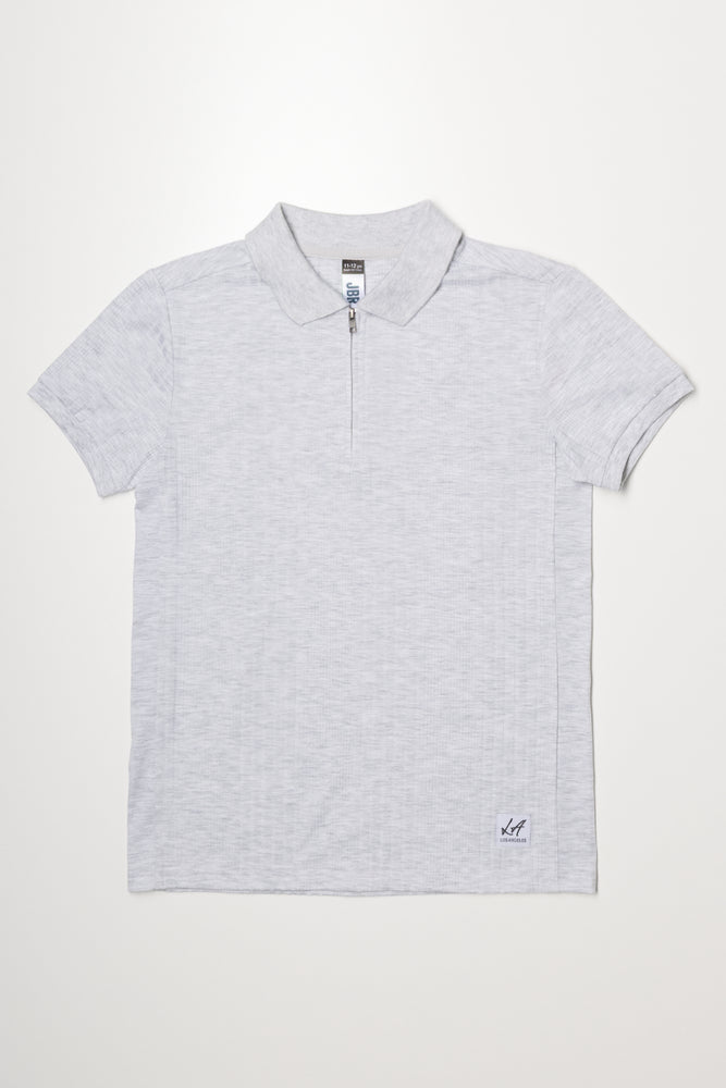 Textured Short Sleeve Golfer Grey