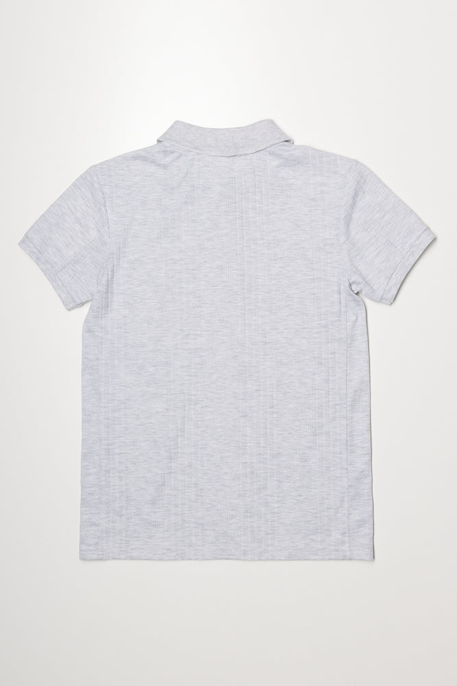 Textured Short Sleeve Golfer Grey (2)