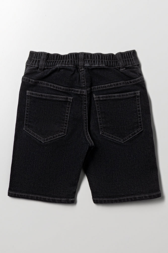 Ripped Denim Shorts Dark Grey (2)