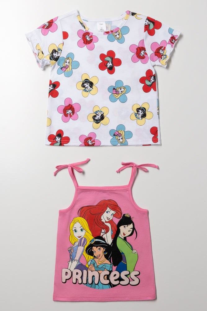 Princesses 2 Pack T-Shirt White And Pink