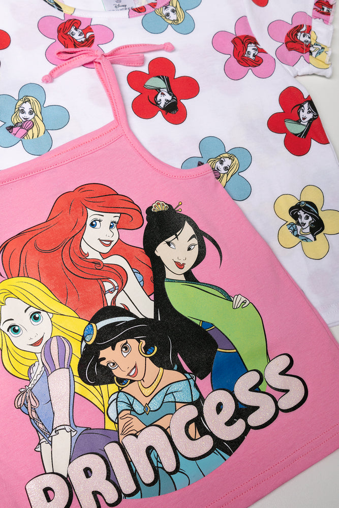 Princesses 2 Pack T-Shirt White And Pink