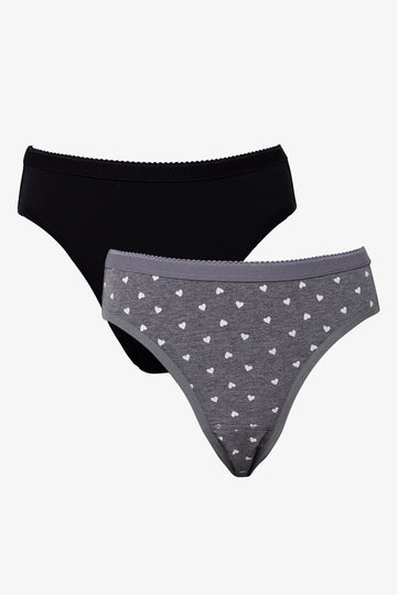 2 Pack Panties Black And Grey