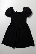 Bow Detail Puff Sleeve Dress Black (2)