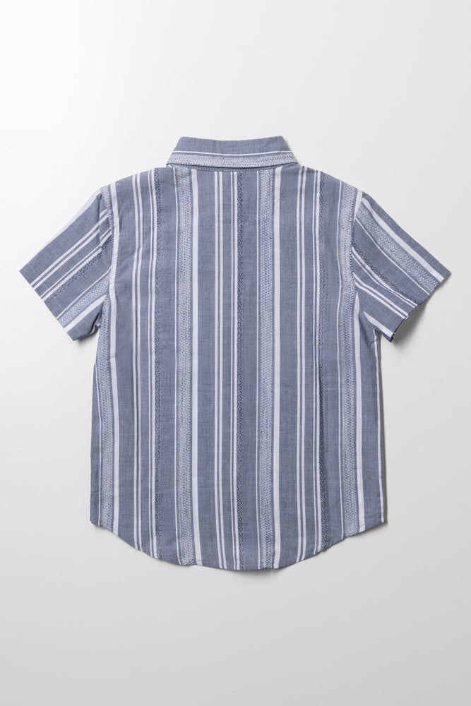 Short Sleeve Shirt Blue And White (2)