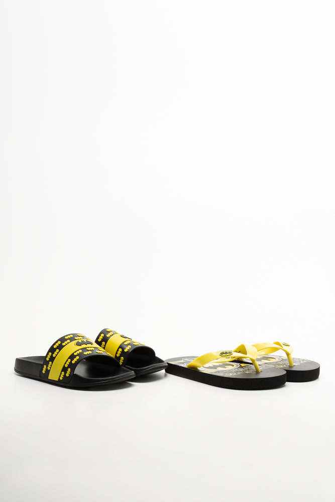 Batman 2 Pack Slides And Flip Flops Black