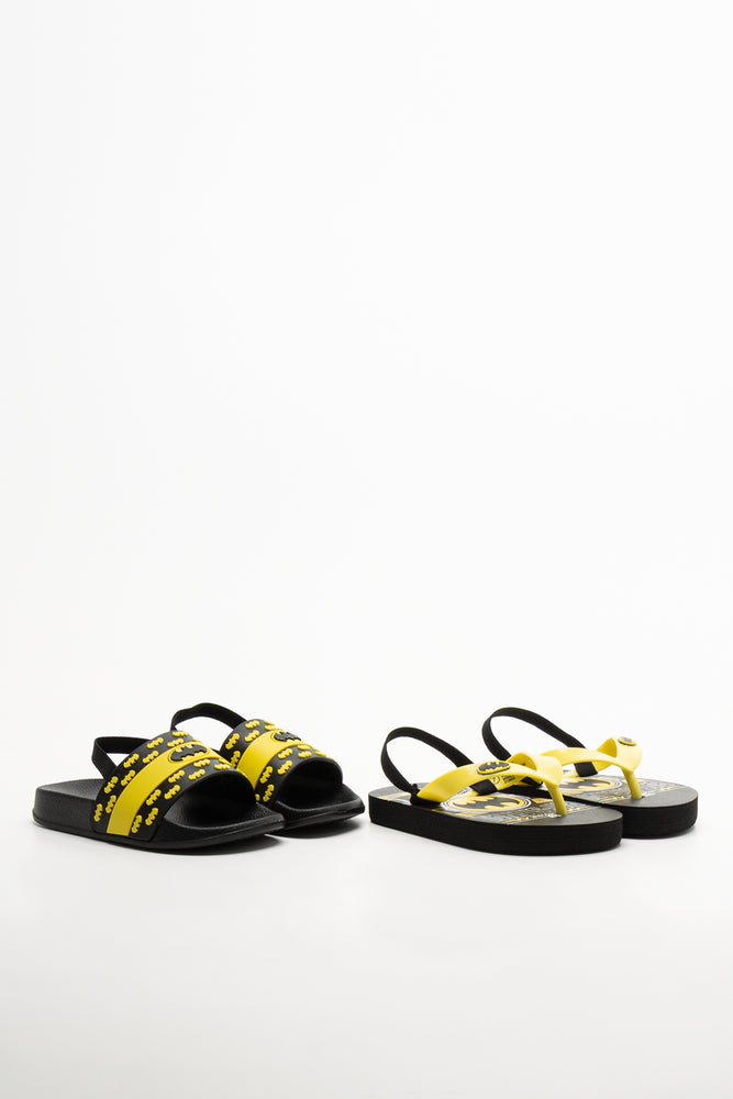 Batman 2 Pack Slides And Flip Flops Black