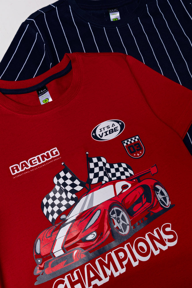 2 Pack T-Shirts Red And Navy