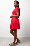 Tiered T-Shirt Dress Red (1)