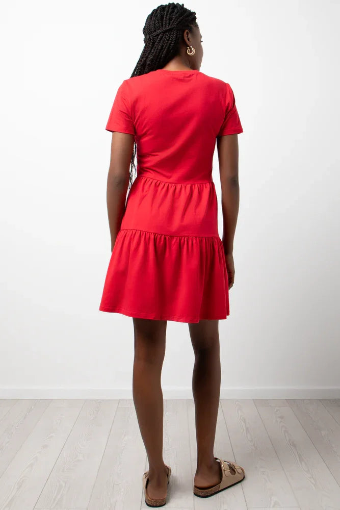 Tiered T-Shirt Dress Red (2)