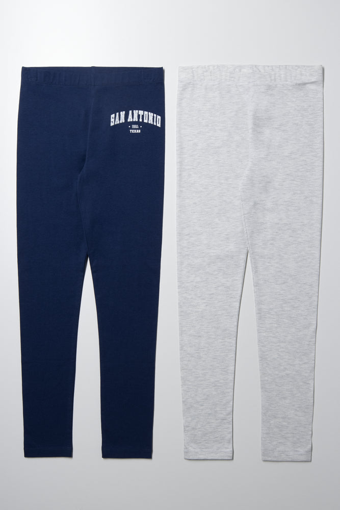 2 Pack Leggings Grey And Navy