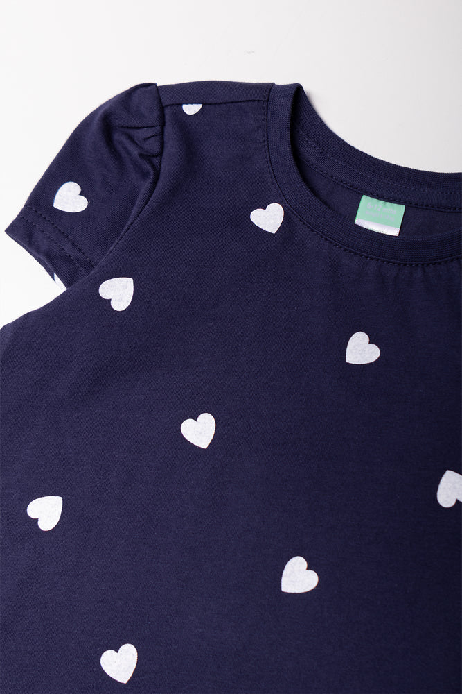 Heart Print T-Shirt Navy (1)