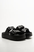 Double Buckle Sandals Black