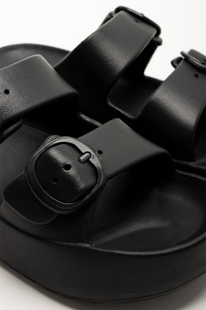 Double Buckle Sandals Black (2)