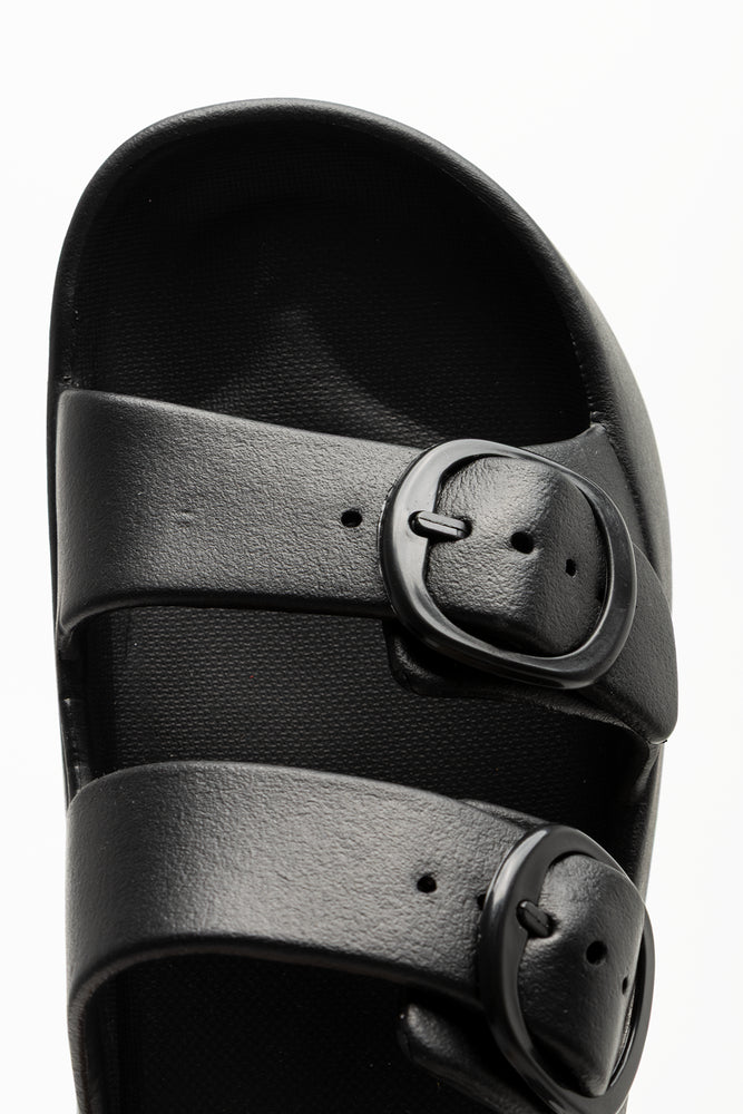 Double Buckle Sandals Black (4)