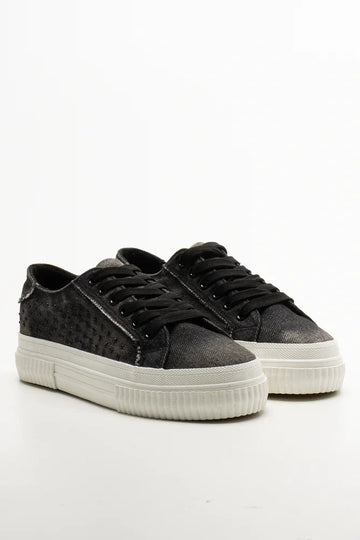 Distressed Denim Sneakers Dark Grey