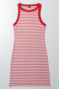 Rib Stripe Bodycon Dress Red And White