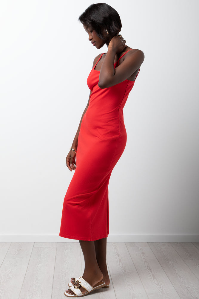 Strappy Bodycon Dress Red (1)