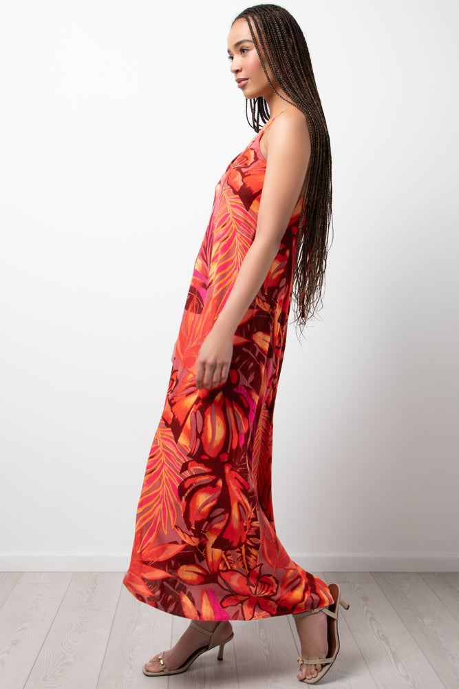 Crossover Strappy Maxi Dress Orange