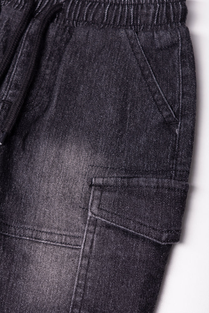 Cargo Denim Shorts Black