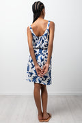Wide Strap Elastic Dress Blue & White (2)