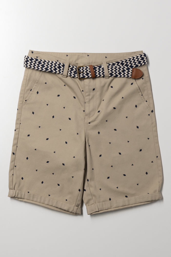 Belted Chino Shorts Natural