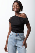 Short Sleeve Mesh Top Black
