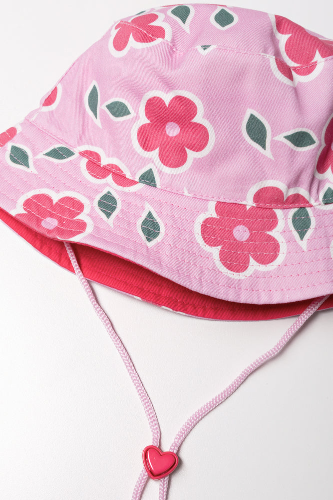 Floral Reversible Hat Pink