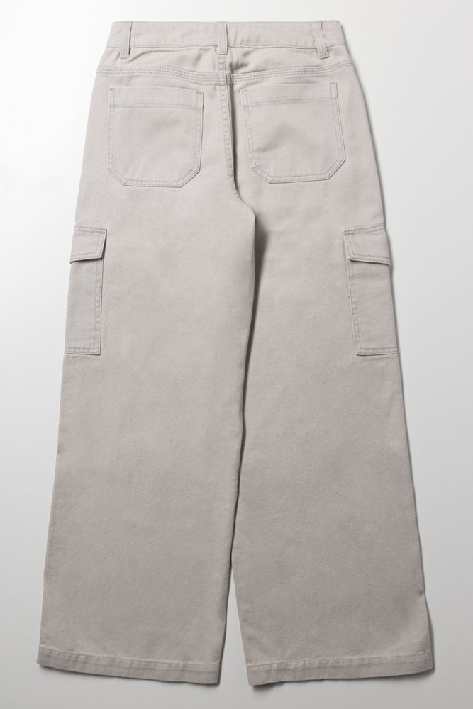 Denim Contrast Cargo Pants Light Grey (2)