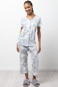 Floral Capri Pyjamas Light Grey