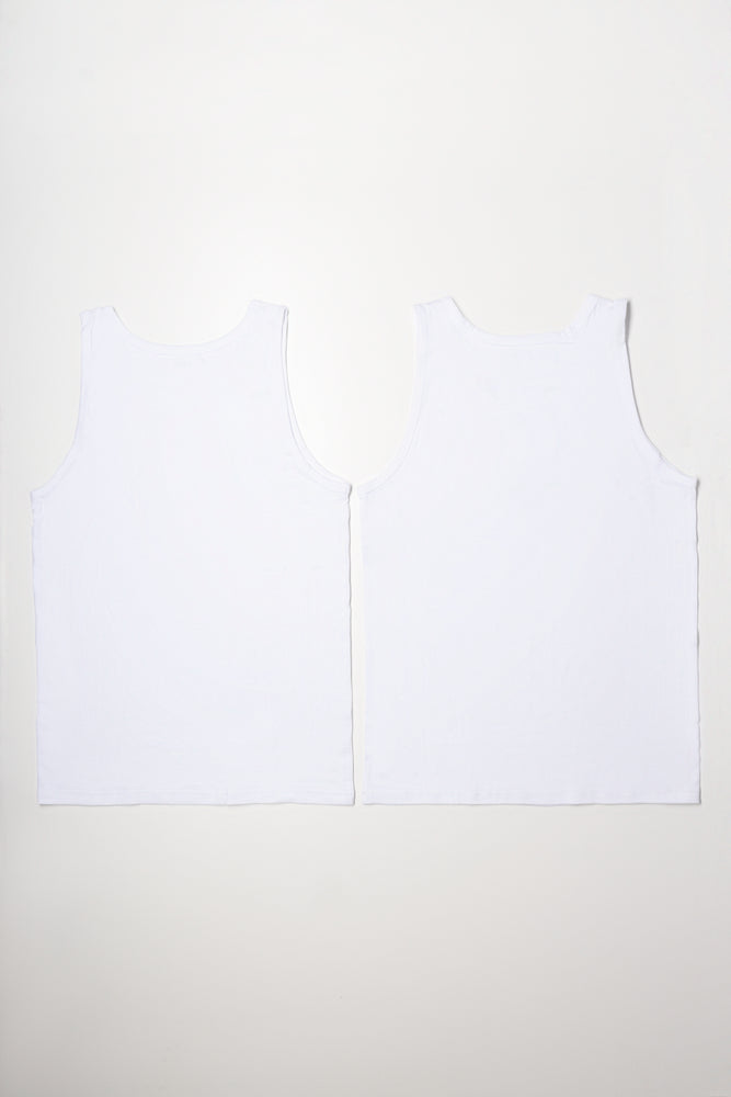 2 Pack Sleeveless Vests White (2)