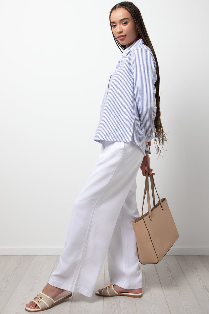 Linen Stripe Shirt Blue (1)
