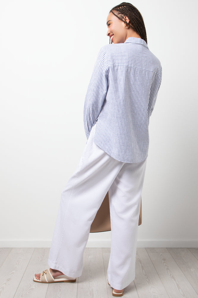 Linen Stripe Shirt Blue (2)
