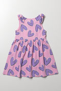 Heart Sleeveless Dress With Bows Pink (2)