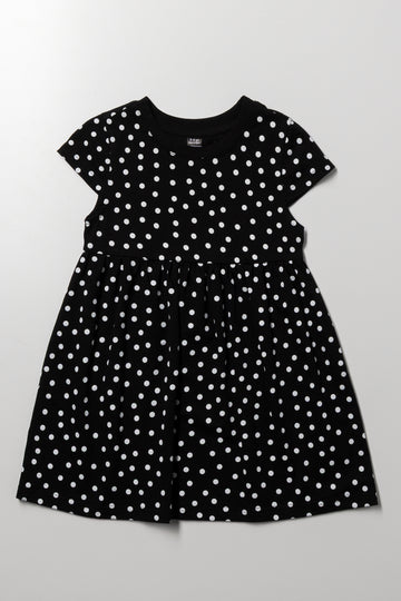 Polka Dot T-Shirt Dress Black