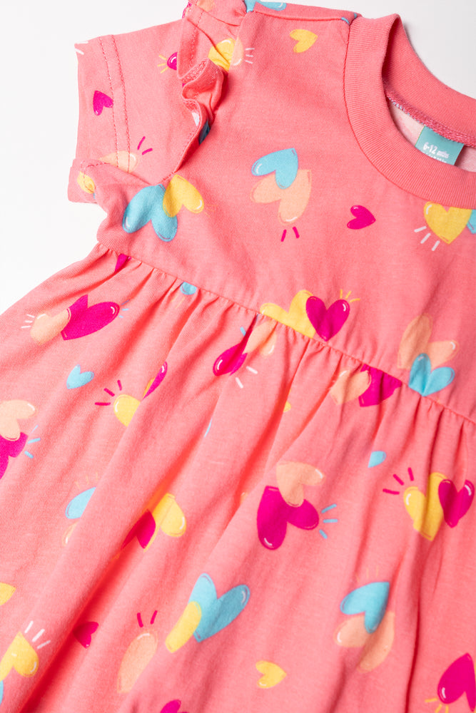 Frill Sleeve Dress Pink