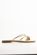 Metal Trim Toe Post Sandals Gold (1)