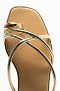 Metal Trim Toe Post Sandals Gold (4)