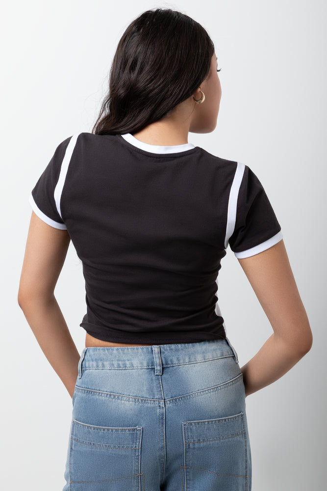 Contrast Fitted T-Shirt Black & White (4)