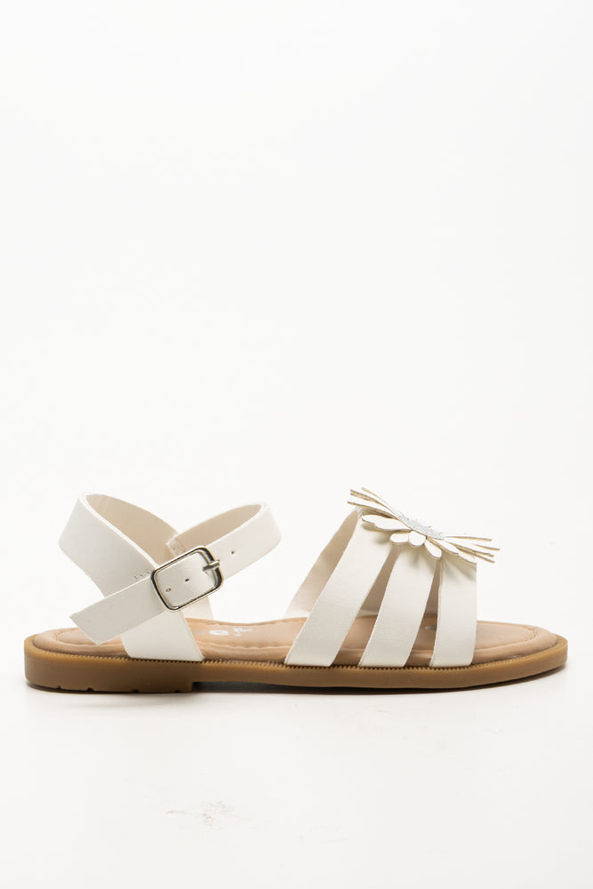 Daisy Trim Sandals White