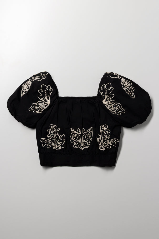 Puff Sleeve Top Black