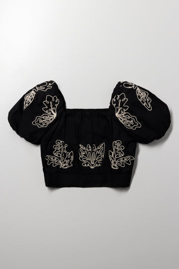 Puff Sleeve Top Black