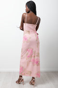 Floral Mesh Maxi Dress Pink (2)