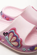 Butterfly Print Pool Slides Lilac (2)