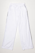 Pull On Pants With Side Stripe White