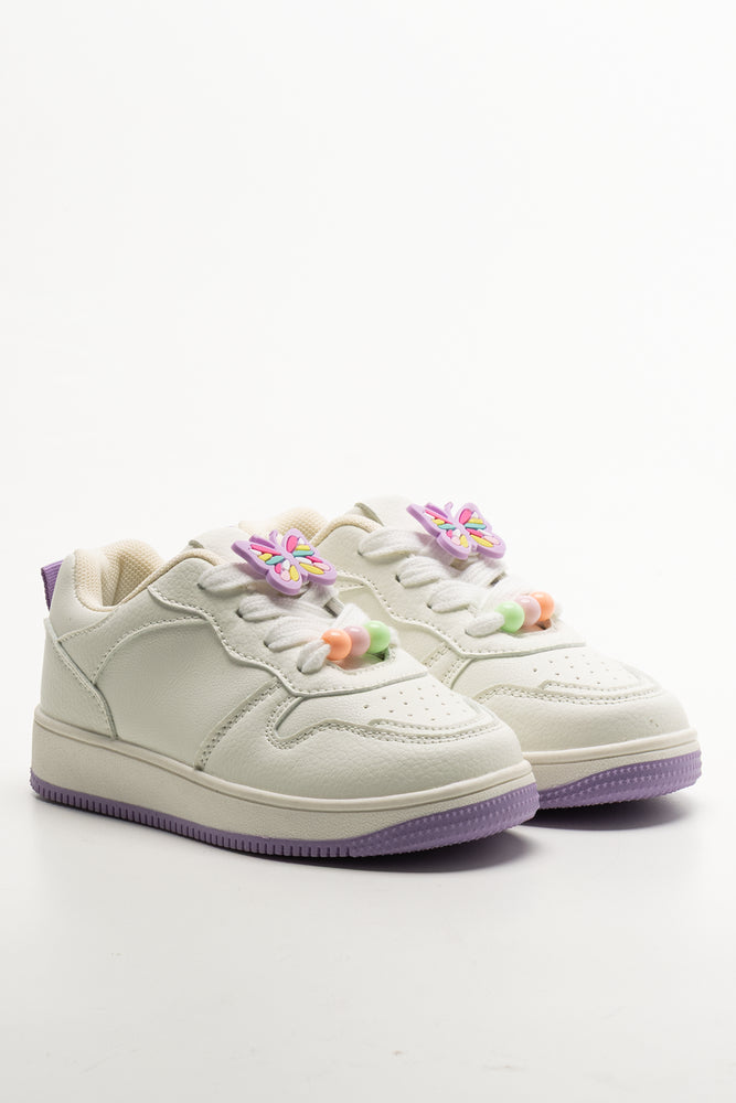Butterfly Charm Sneakers White & Lilac