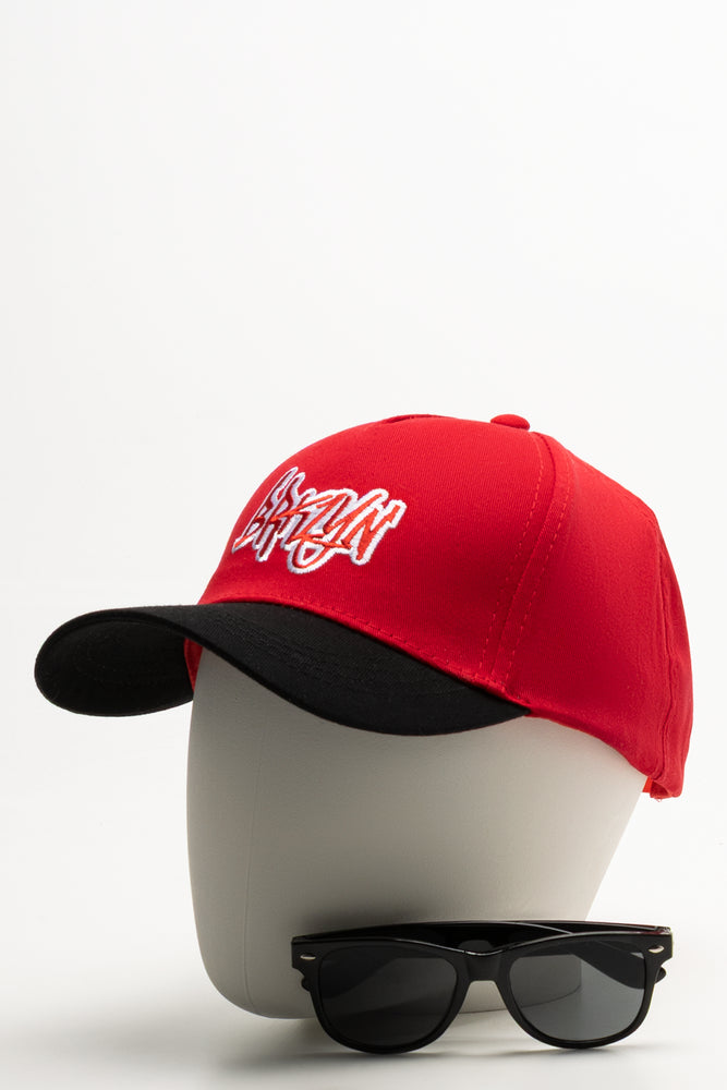 Cap and Sunglasses Set Red