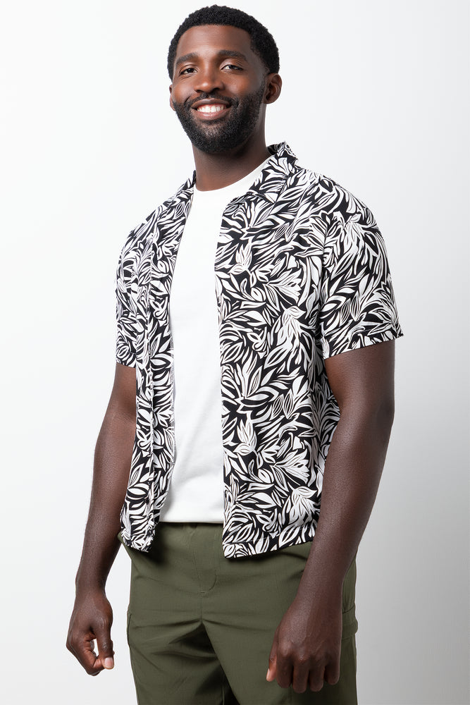 Resort Short Sleeve Shirt Black And White